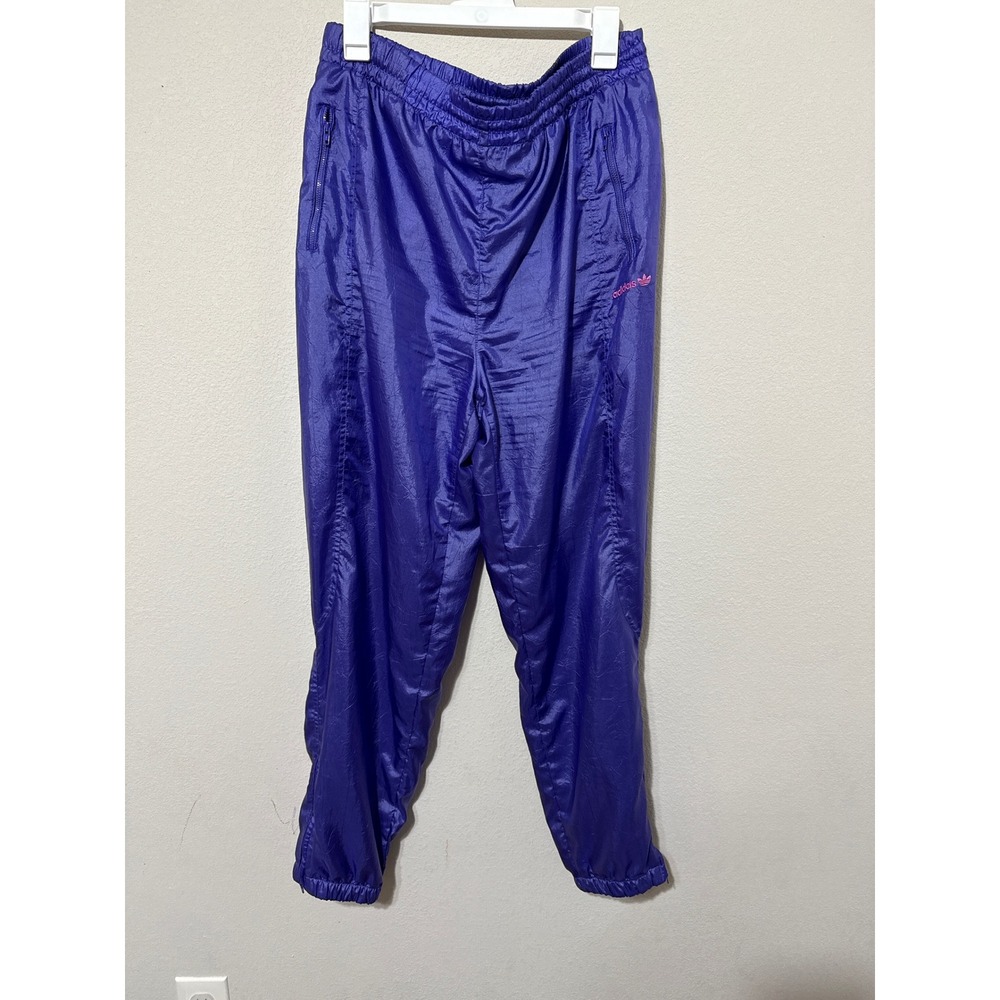 Adidas Track Pants Women M Purple Vintage 90s Nylon Windbreaker Joggers Trefoil‎